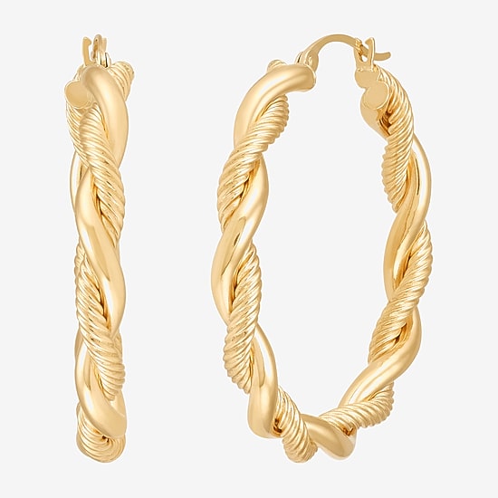 Womens 10K Gold 30mm Hoop Earrings