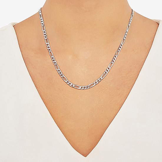 Made in Italy Womens Sterling Silver 20 Inch Figaro Chain Necklace