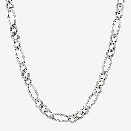Made in Italy Unisex Adult Sterling Silver 24 Inch Figaro Chain Necklace