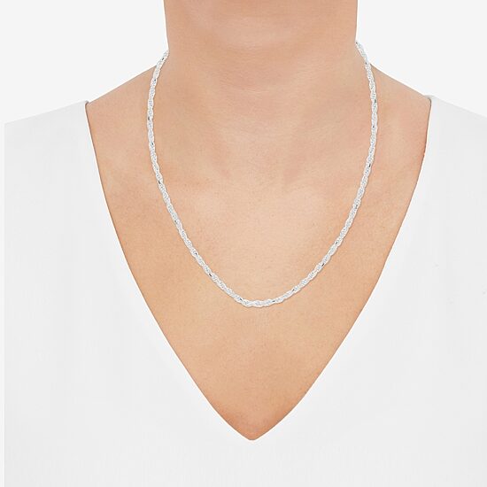 Made in Italy Womens Sterling Silver 20 Inch Rope Chain Necklace