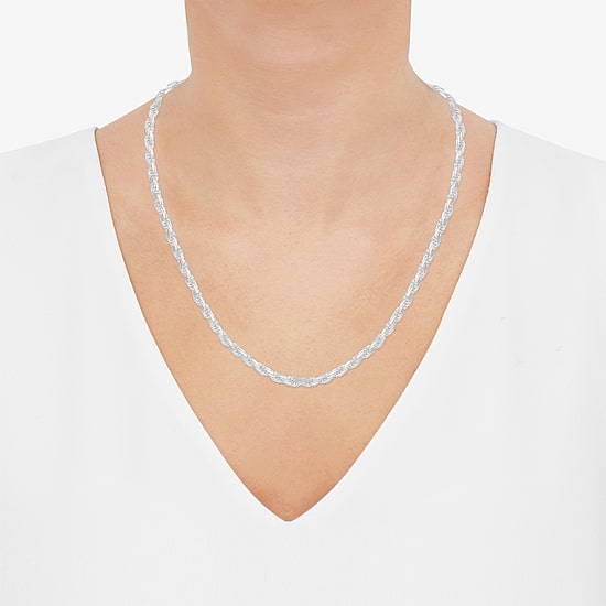Made in Italy Unisex Adult Sterling Silver 22 Inch Rope Chain Necklace