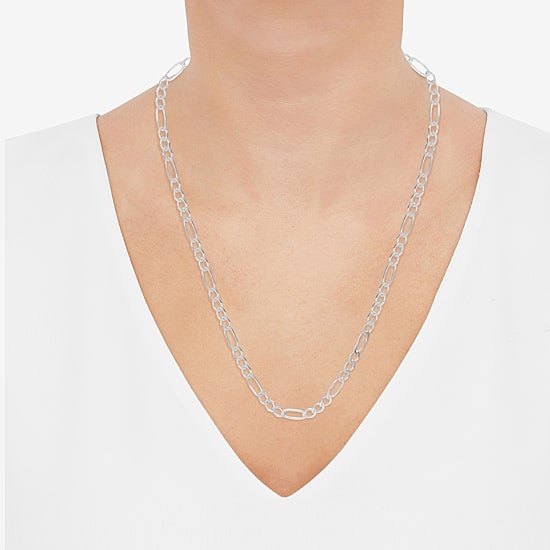 Made in Italy Womens Sterling Silver 22 Inch Figaro Chain Necklace