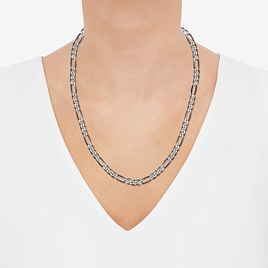 Made in Italy Womens Sterling Silver 20 Inch Figaro Chain Necklace