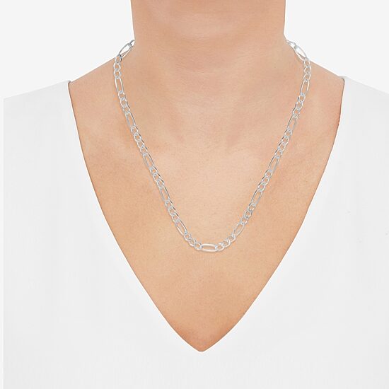 Made in Italy Womens Sterling Silver 20 Inch Figaro Chain Necklace