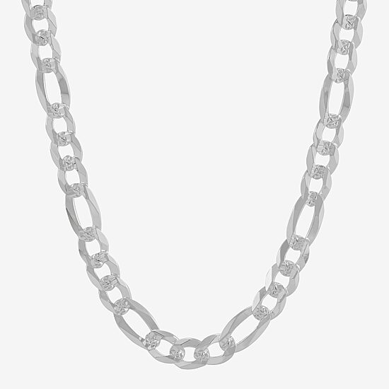 Made in Italy Womens Sterling Silver 24 Inch Figaro Chain Necklace