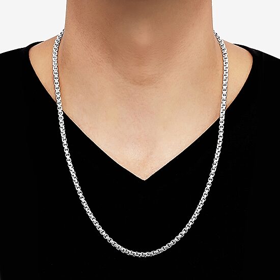 Made in Italy Unisex Adult Sterling Silver 24 Inch Box Chain Necklace