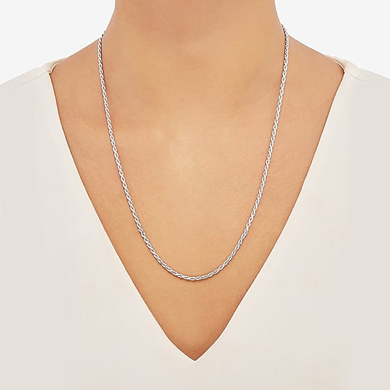 Made in Italy Unisex Adult Sterling Silver 22 Inch Rope Chain Necklace