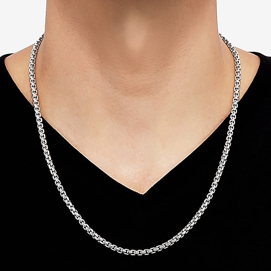 Made in Italy Unisex Adult Sterling Silver 22 Inch Box Chain Necklace
