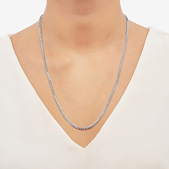 Made in Italy Unisex Adult Sterling Silver 22 Inch Wheat Chain Necklace