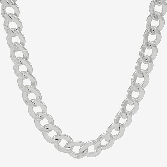 Made in Italy Womens Sterling Silver 22 Inch Curb Chain Necklace