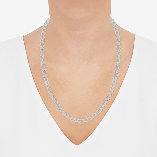 Made in Italy Womens Sterling Silver 22 Inch Curb Chain Necklace