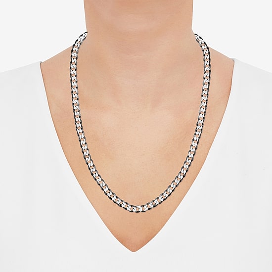 Made in Italy Womens Sterling Silver 22 Inch Curb Chain Necklace