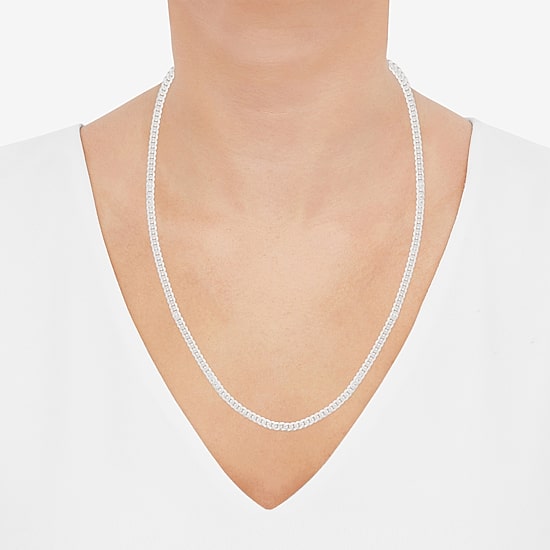 Made in Italy Womens Sterling Silver 22 Inch Curb Chain Necklace
