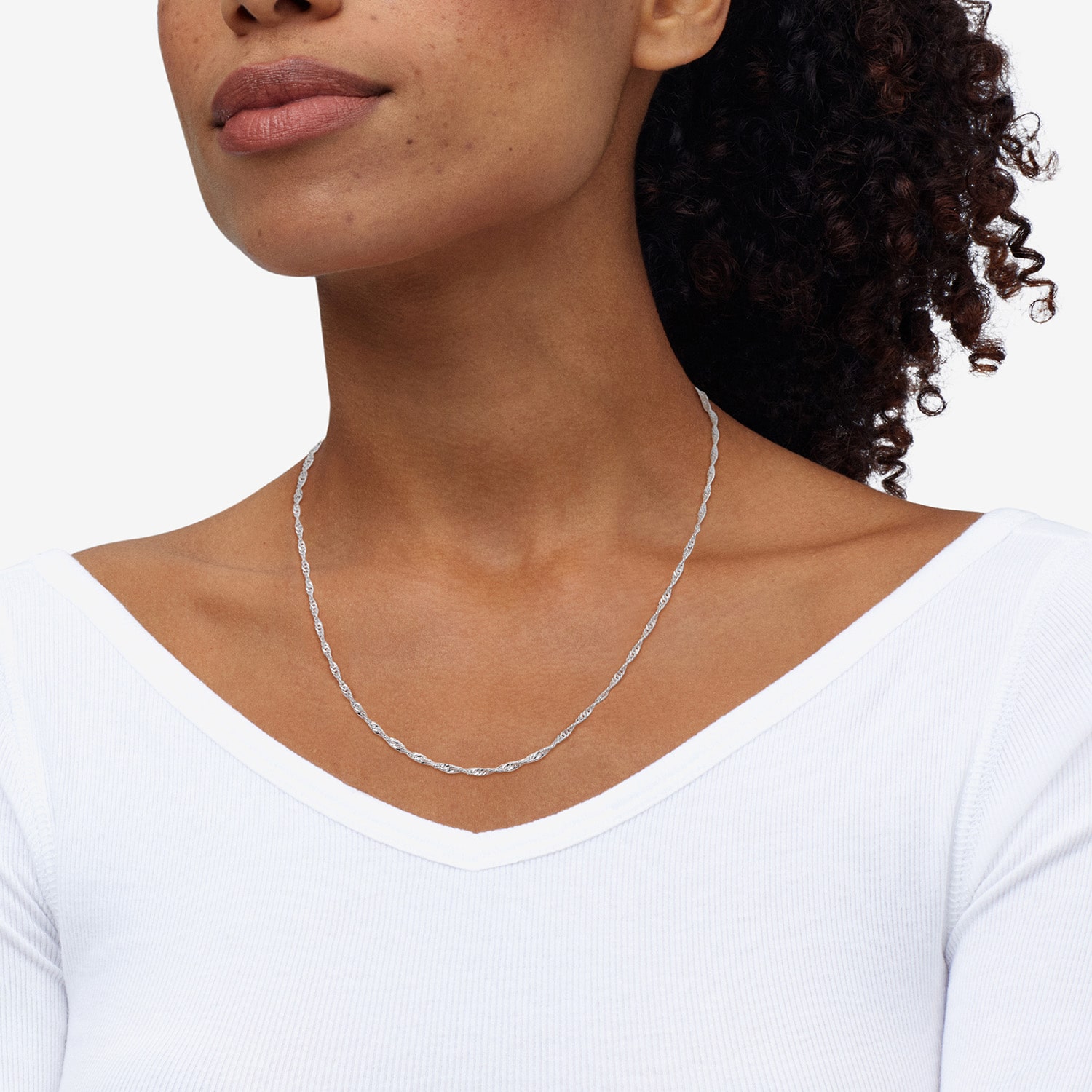 Made in Italy Womens Sterling Silver 18 Inch Singapore Chain Necklace