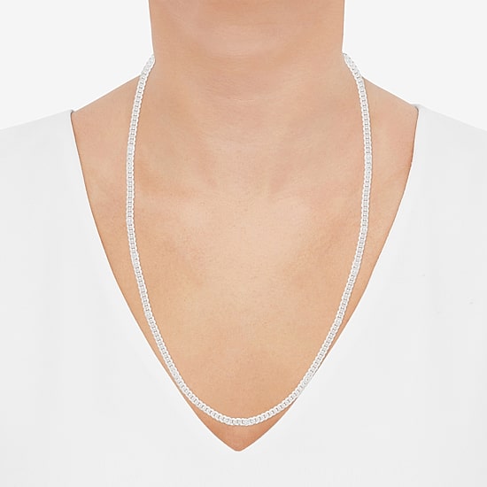 Made in Italy Womens Sterling Silver 24 Inch Curb Chain Necklace