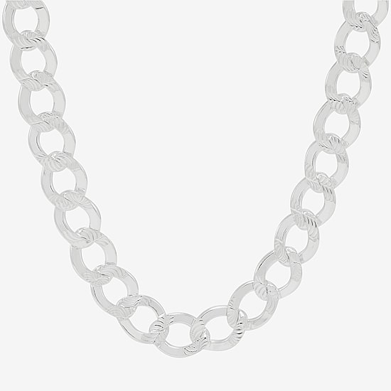 Made in Italy Womens Sterling Silver 22 Inch Curb Chain Necklace