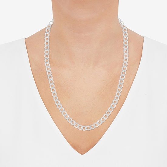Made in Italy Womens Sterling Silver 22 Inch Curb Chain Necklace