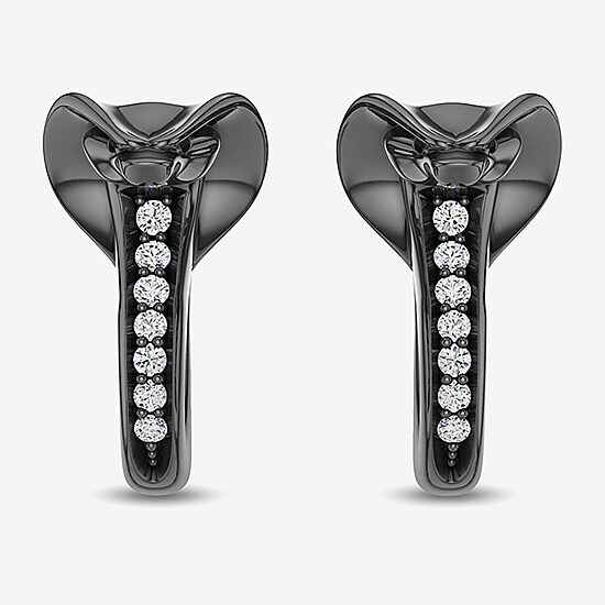 Womens 1/10 CT. T.W. Natural White Diamond Sterling Silver 15mm Aladdin Jafar Hoop Earrings