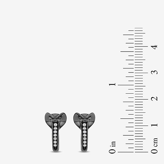 Womens 1/10 CT. T.W. Natural White Diamond Sterling Silver 15mm Aladdin Jafar Hoop Earrings