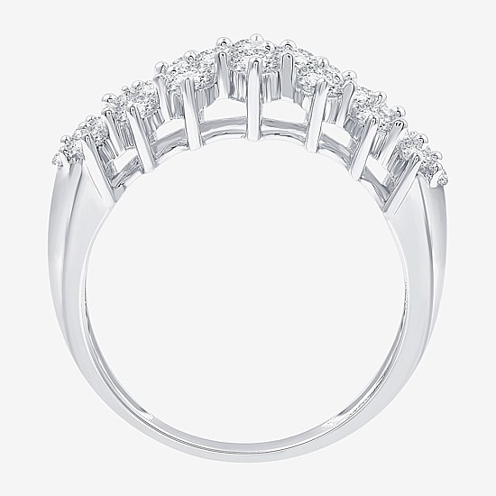 (G / Si1-Si2) Womens 1 CT. T.W. Lab Grown White Diamond Sterling Silver Cluster Band
