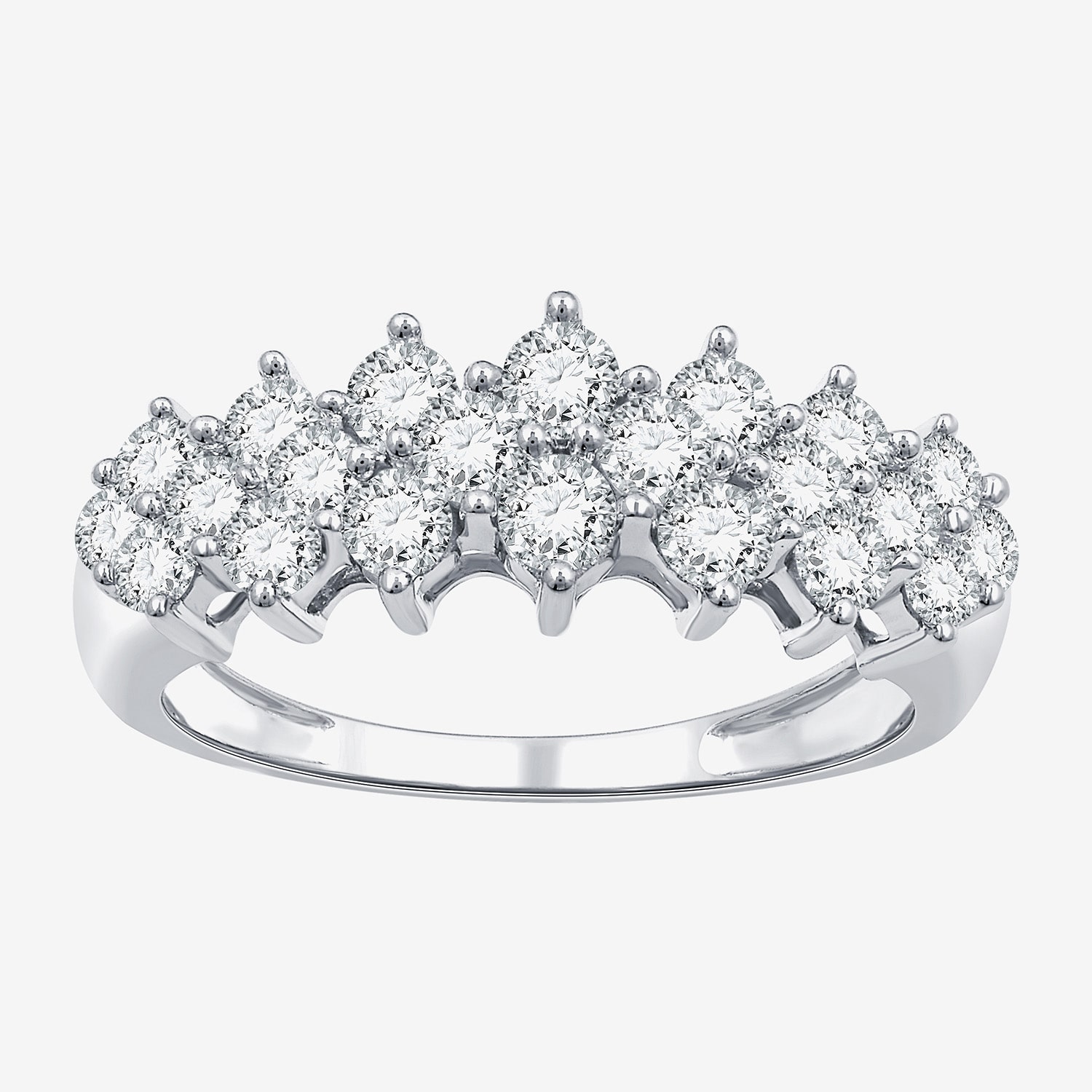 (G / Si1-Si2) Womens 1 CT. T.W. Lab Grown White Diamond Sterling Silver Cluster Band