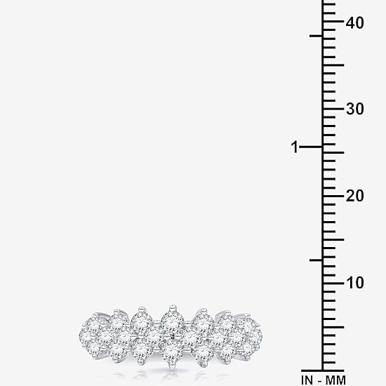 (G / Si1-Si2) Womens 1 CT. T.W. Lab Grown White Diamond Sterling Silver Cluster Band