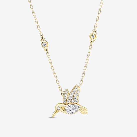 (F / Si1) Womens 1/4 CT. T.W. Lab Grown White Diamond 14K Gold Over Silver 18 Inch Pendant Necklace