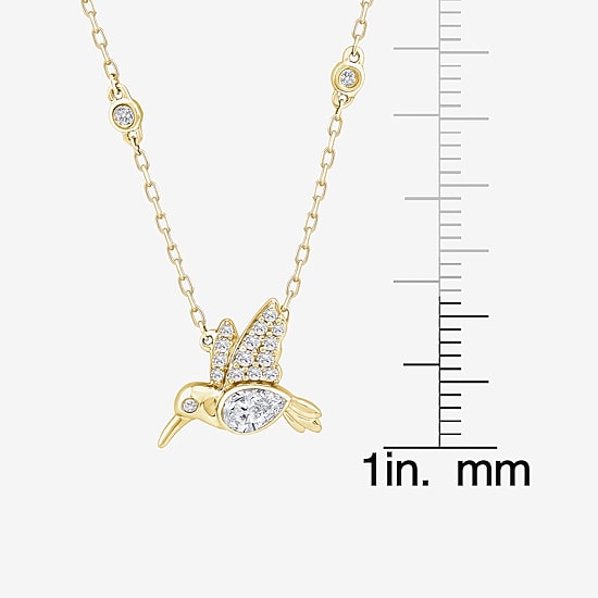 (F / Si1) Womens 1/4 CT. T.W. Lab Grown White Diamond 14K Gold Over Silver 18 Inch Pendant Necklace