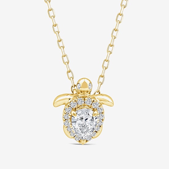 Turtle (F / Si1) Womens 3/8 CT. T.W. Lab Grown White Diamond 14K Gold Over Silver 18 Inch Pendant Necklace