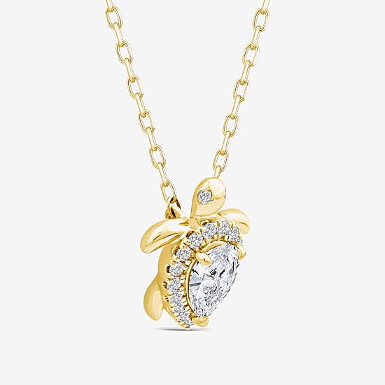 Turtle (F / Si1) Womens 3/8 CT. T.W. Lab Grown White Diamond 14K Gold Over Silver 18 Inch Pendant Necklace