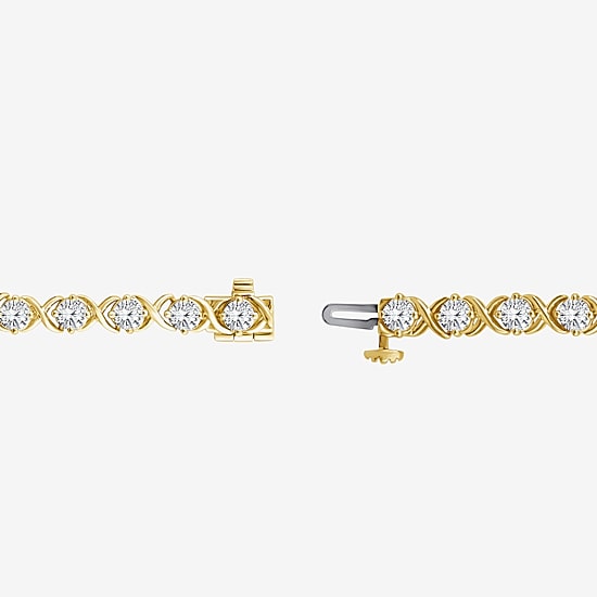 (F / Si2) Womens 6 CT. T.W. Lab Grown White Diamond 14K Gold Over Silver 7.25 Inch Tennis Bracelet
