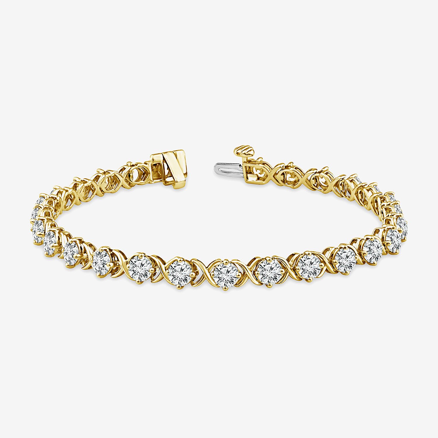 (F / Si2) Womens 6 CT. T.W. Lab Grown White Diamond 14K Gold Over Silver 7.25 Inch Tennis Bracelet