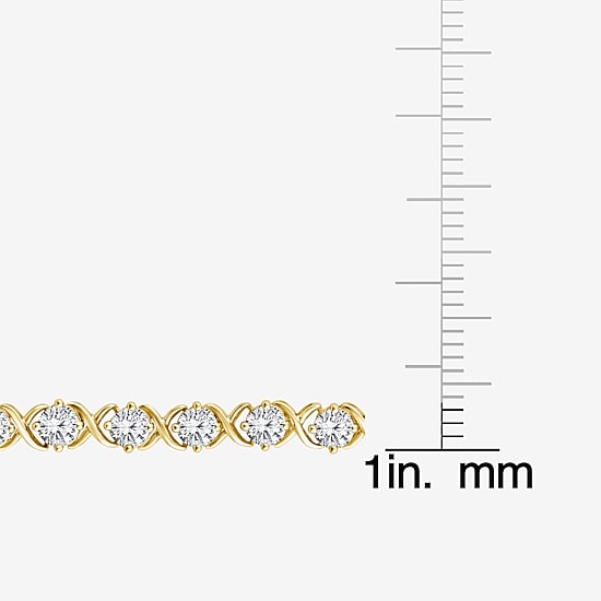 (F / Si2) Womens 6 CT. T.W. Lab Grown White Diamond 14K Gold Over Silver 7.25 Inch Tennis Bracelet