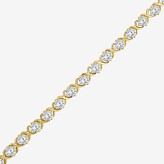 (F / Si2) Womens 6 CT. T.W. Lab Grown White Diamond 14K Gold Over Silver 7.25 Inch Tennis Bracelet