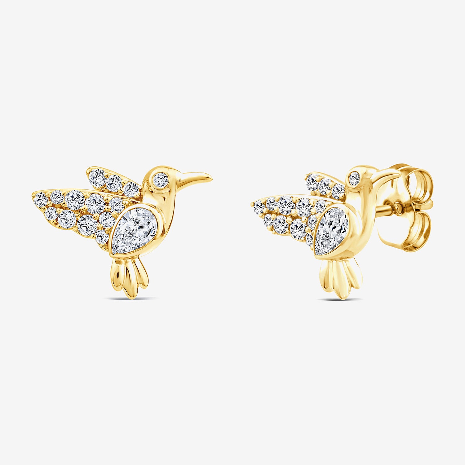 Hummingbird (F / Si1) 3/8 CT. T.W. Lab Grown White Diamond 14K Gold Over Silver 10.5mm Stud Earrings