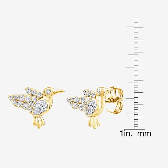 Hummingbird (F / Si1) 3/8 CT. T.W. Lab Grown White Diamond 14K Gold Over Silver 10.5mm Stud Earrings