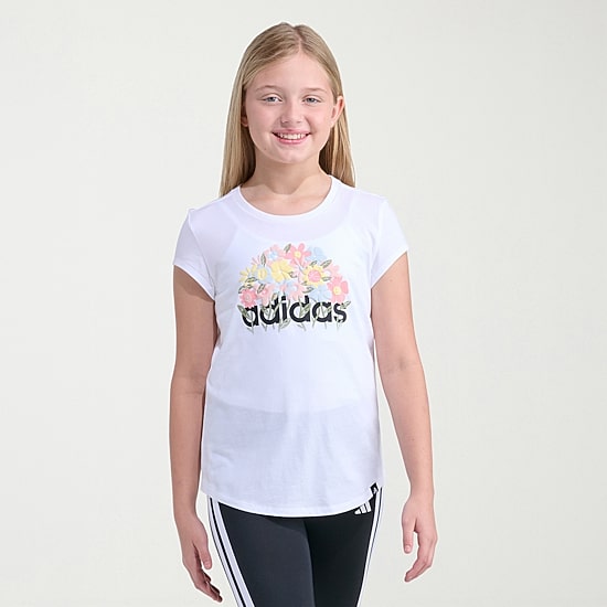 adidas Big Kid Girls Crew Neck Short Sleeve Regular Fit Graphic T-Shirt
