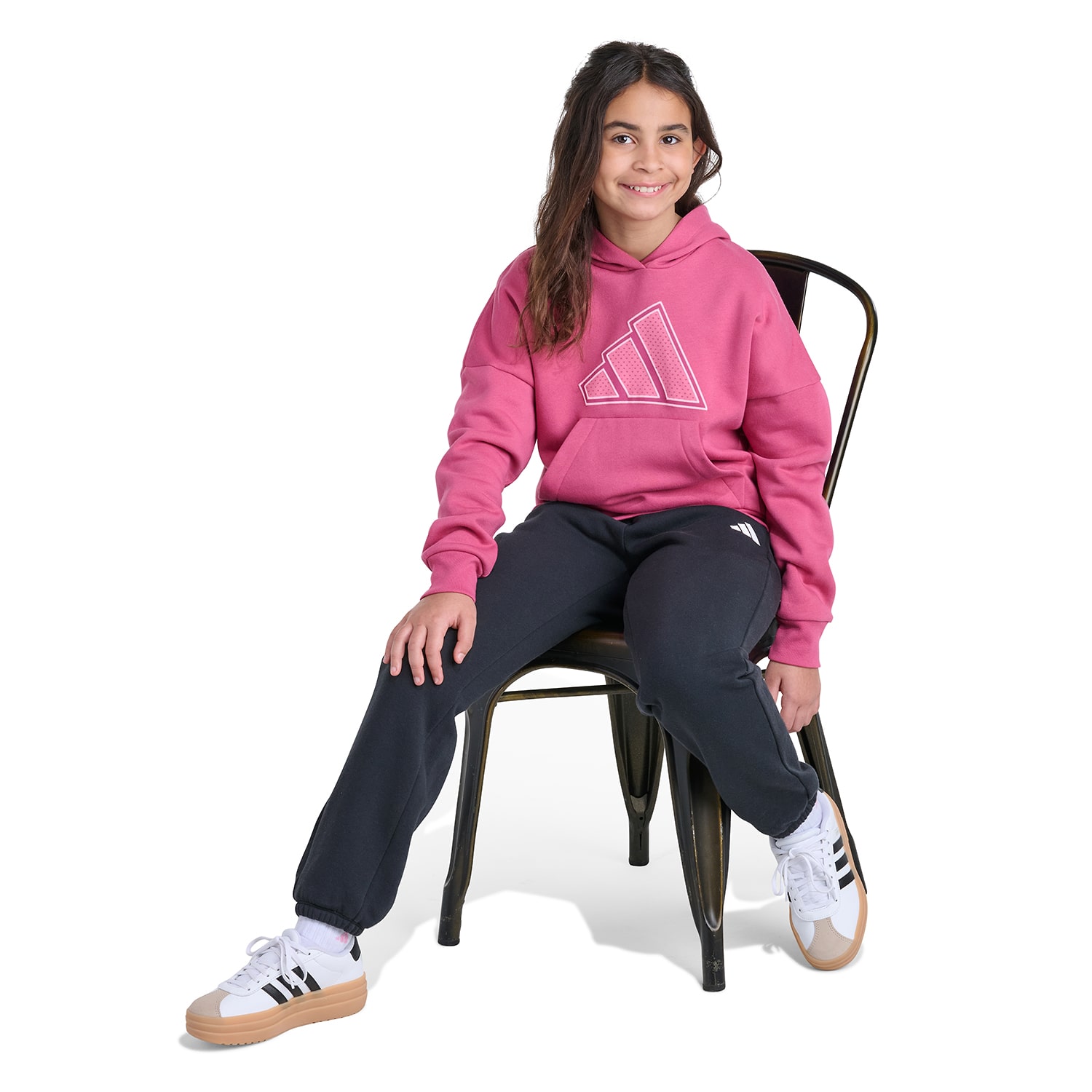 adidas Big Kid Girls Long Sleeve Fleece Active Hoodie