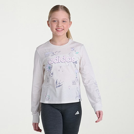 adidas Big Kid Girls Crew Neck Long Sleeve Active T-Shirt