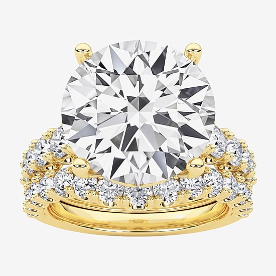 Grown Gorgeous (F / Vs2) Womens 8 1/4 Ct. T.W. Lab Grown White Diamond 14K Gold Round Side Stone Bridal Set