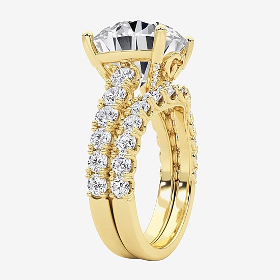 Grown Gorgeous (F / Vs2) Womens 8 1/4 Ct. T.W. Lab Grown White Diamond 14K Gold Round Side Stone Bridal Set