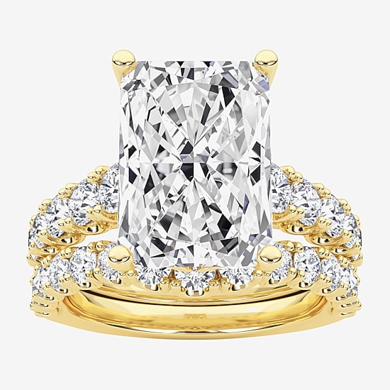Grown Gorgeous (F / Vs2) Womens 6 1/10 Ct. T.W. Lab Grown White Diamond 14K Gold Rectangular Side Stone Bridal Set