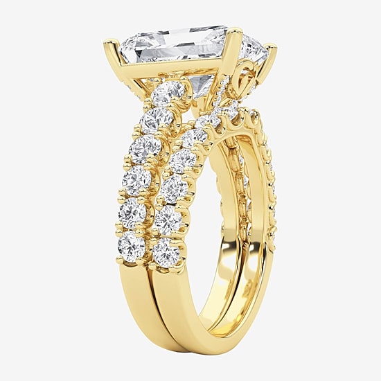 Grown Gorgeous (F / Vs2) Womens 6 1/10 Ct. T.W. Lab Grown White Diamond 14K Gold Rectangular Side Stone Bridal Set