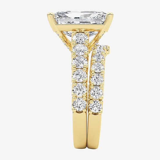 Grown Gorgeous (F / Vs2) Womens 6 1/10 Ct. T.W. Lab Grown White Diamond 14K Gold Rectangular Side Stone Bridal Set