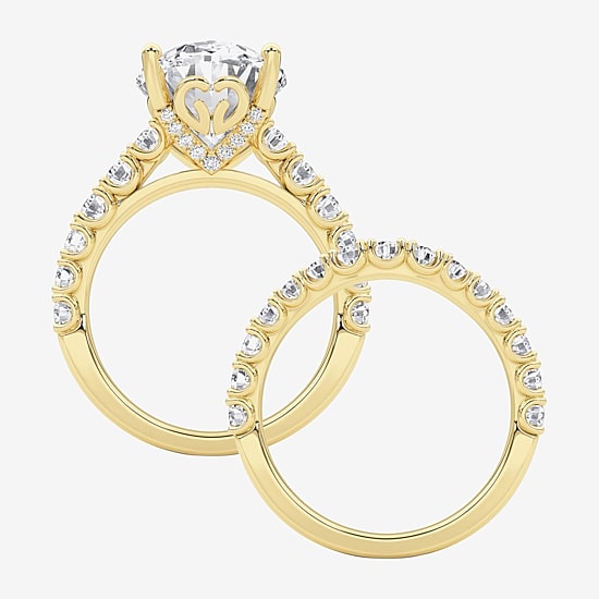 Grown Gorgeous (F / Vs2) Womens 7 1/5 Ct. T.W. Lab Grown White Diamond 14K Gold Oval Side Stone Bridal Set