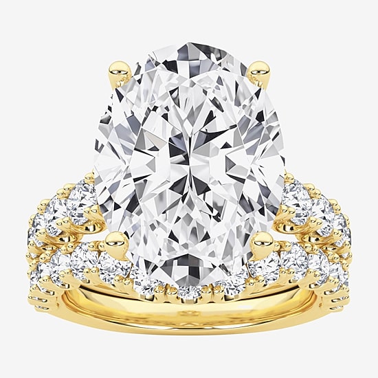Grown Gorgeous (F / Vs2) Womens 7 1/5 Ct. T.W. Lab Grown White Diamond 14K Gold Oval Side Stone Bridal Set