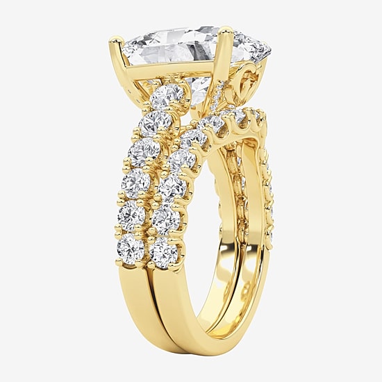 Grown Gorgeous (F / Vs2) Womens 7 1/5 Ct. T.W. Lab Grown White Diamond 14K Gold Oval Side Stone Bridal Set