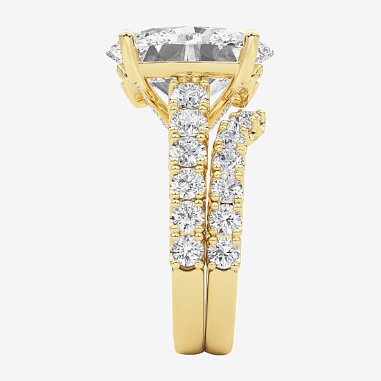 Grown Gorgeous (F / Vs2) Womens 7 1/5 Ct. T.W. Lab Grown White Diamond 14K Gold Oval Side Stone Bridal Set