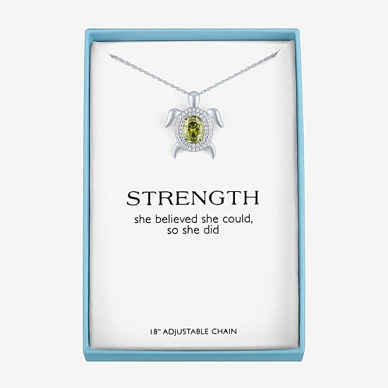 Womens Genuine Green Peridot Pure Silver Over Brass 16 Inch Pendant Necklace