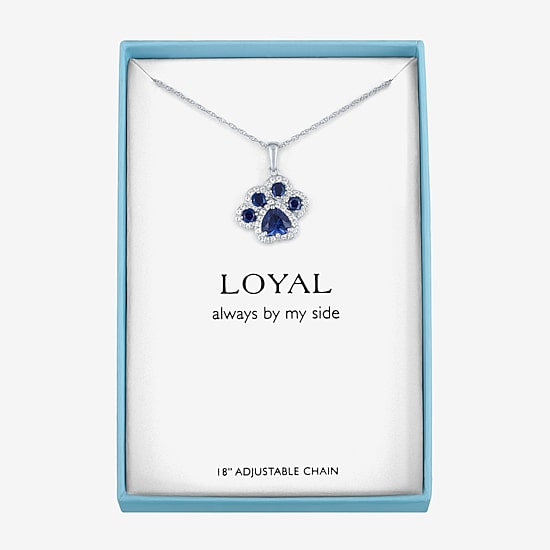 Womens Lab Created Blue Sapphire Pure Silver Over Brass 16 Inch Pendant Necklace